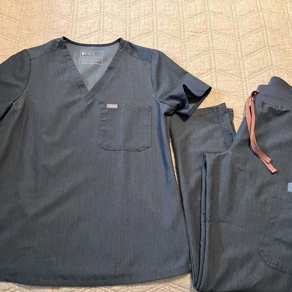 Figs Heathered Denim Set Small/Small Tall
